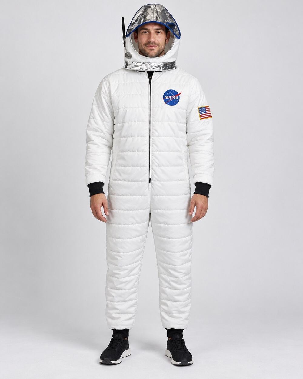 MAD ENGINE NASA Hooded Jumpsuit White Quilted Costume Unisex Adult M